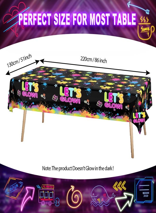 PERFQU 3 Pcs Glow Party Table Covers Neon Tablecloths Glows in The Dark Tablecloths Decorations Neons Table Cover Supplies for Glow Party Favors, Neons Birthday Parties and Black Light Parties - Image 3